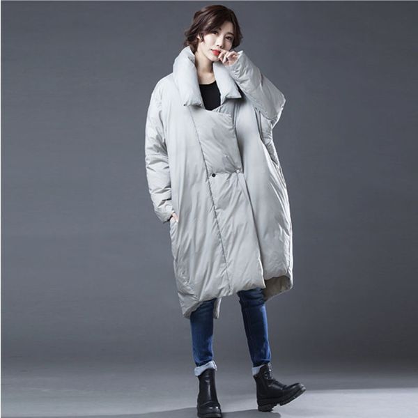 autumn and winter high-end handmade long stand collar swallowtail down jacket female ladies jacket, Black